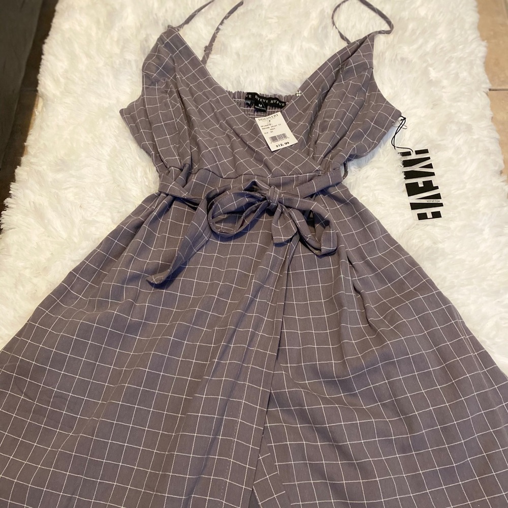 Grey & White Plaid Mini Dress
